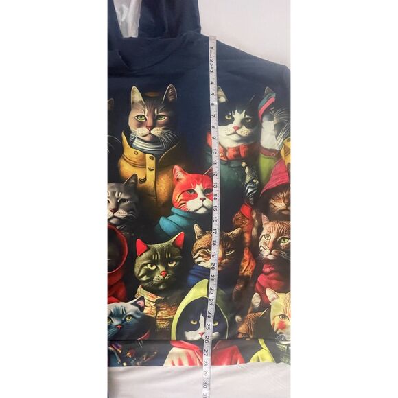 3D Cat Print Hoodie 5XL (Fits 3XL-4XL) Funny Novelty Animal Pullover Navy Blue - Picture 7 of 9